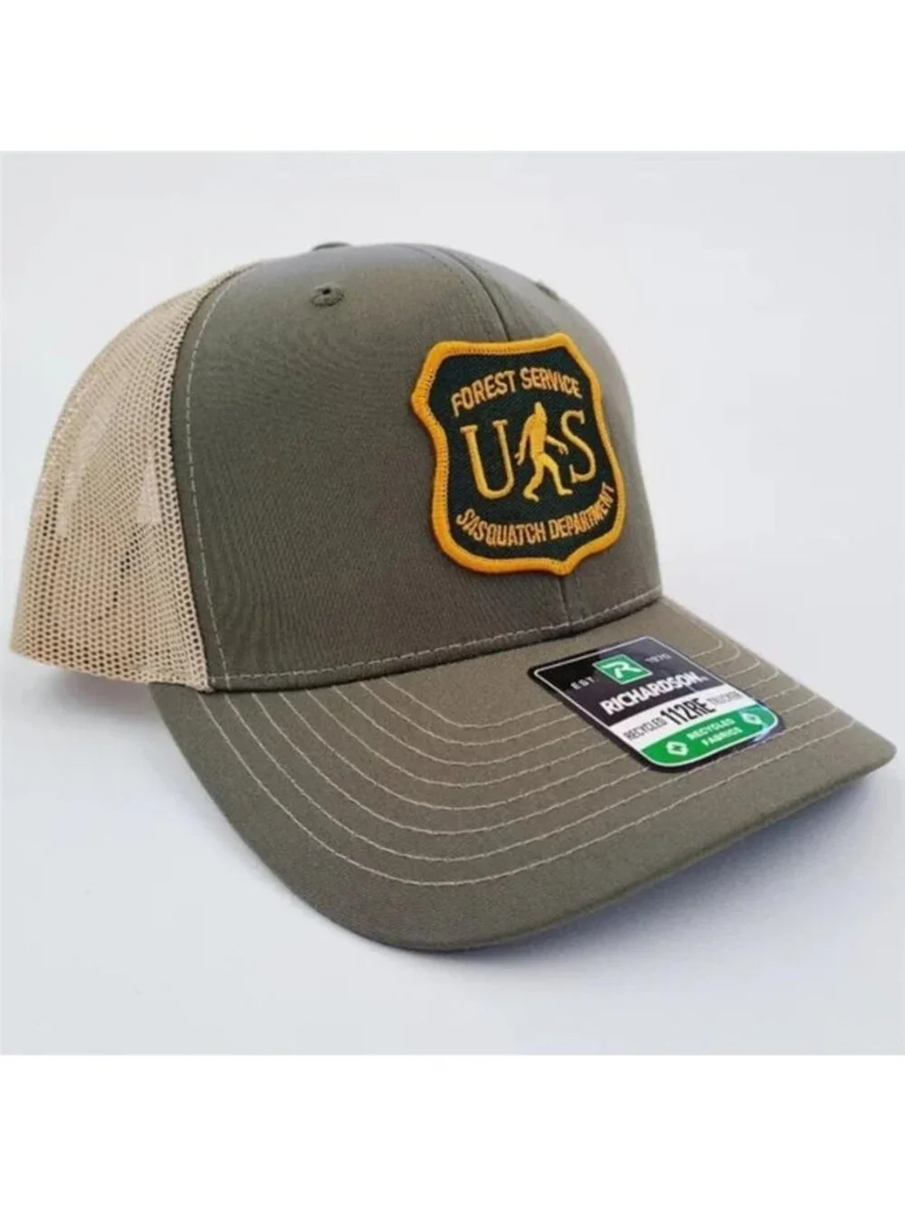Retro Sasquatch Forest Service Trucker Hat Bigfoot Patch Richardson 112RE Funny